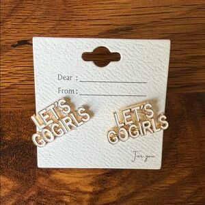 Gold 'Let's Go Girls' Earrings White